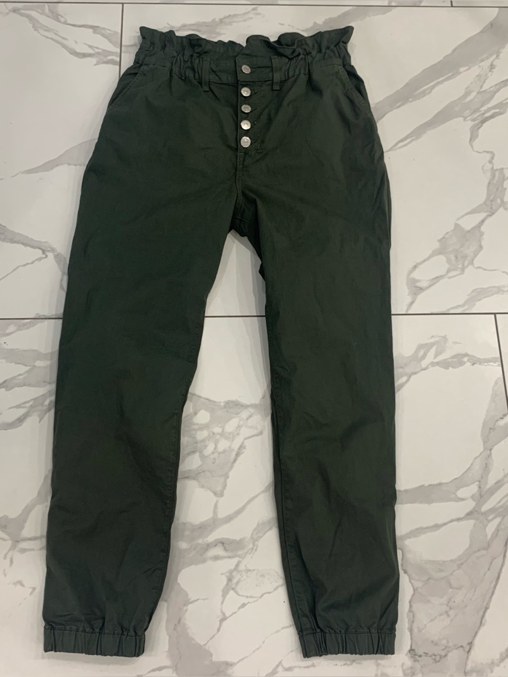 Veronica Beard Tedi Tapered Leg Pants Sz 30/10 High Rise Stretch Army Green